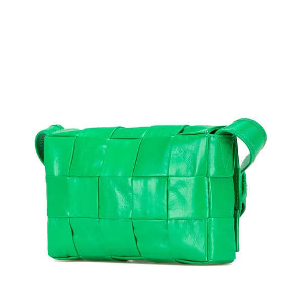 Pre-owned Bottega Veneta Small Nappa Intrecciato Cassette Crossbody Green