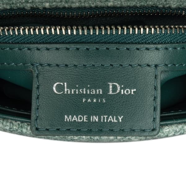 Pre-owned Dior Small Tweed Macrocannage Caro Bag Green