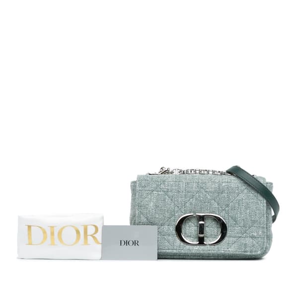 Pre-owned Dior Small Tweed Macrocannage Caro Bag Green
