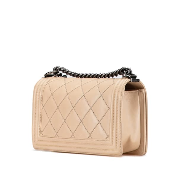 Pre-owned Chanel Old Medium Aged Calfskin Double Stitch Boy Flap Brown