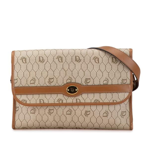 Pre-owned Dior Honeycomb Coated Canvas Crossbody Brown