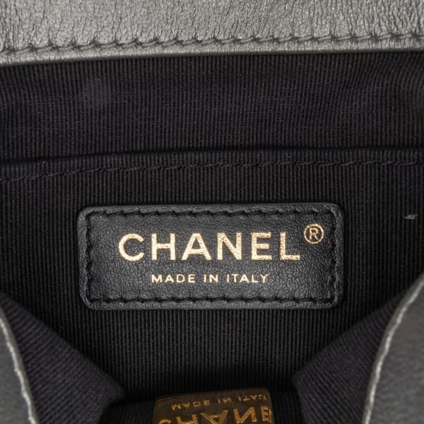 Pre-owned Chanel Mini Quilted Lambskin Side Note Flap Silver