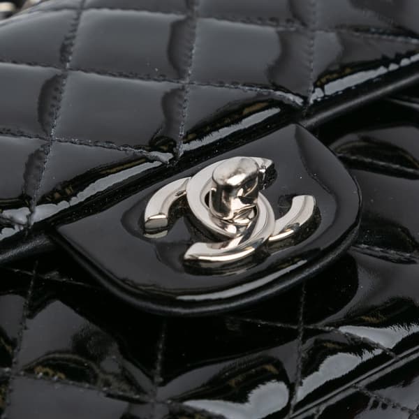 Pre-owned Chanel Mini Rectangular Classic Patent Single Flap Black