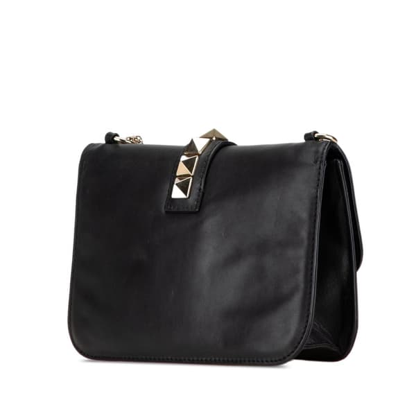 Pre-owned Valentino Medium Rockstud Glam Lock Crossbody Black