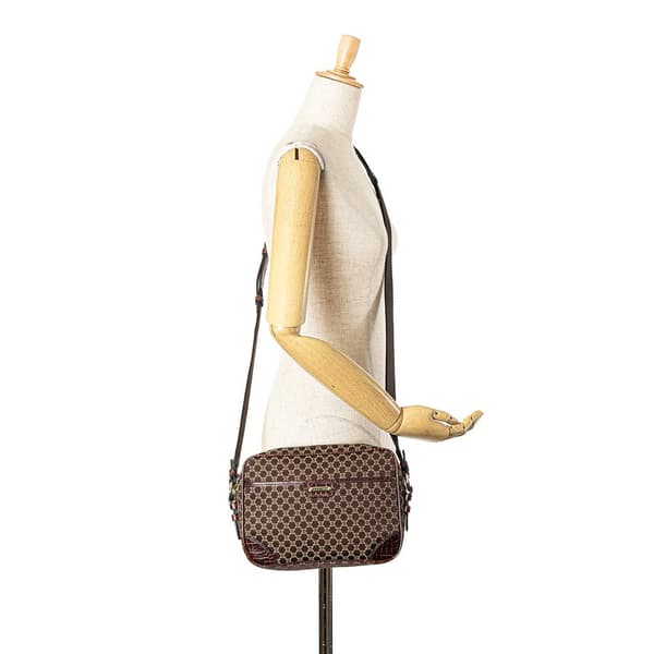 Pre-owned Celine Macadam Canvas Crossbody Brown