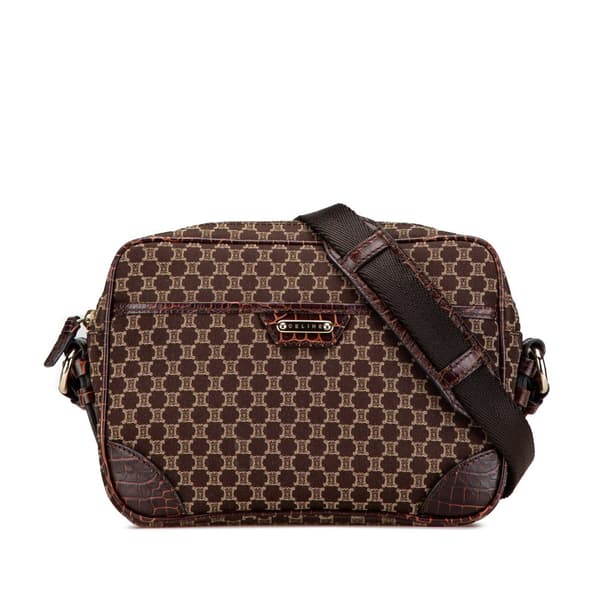 Pre-owned Celine Macadam Canvas Crossbody Brown