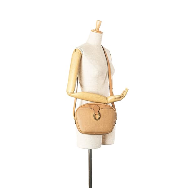 Pre-owned Dior Oblique Trotter Coated Canvas Crossbody Brown
