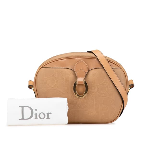 Pre-owned Dior Oblique Trotter Coated Canvas Crossbody Brown