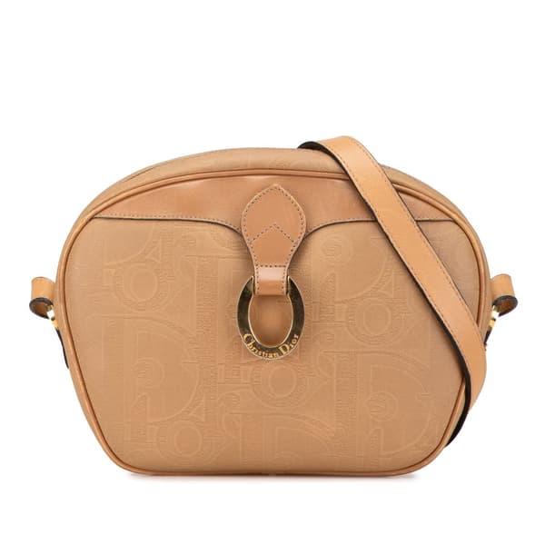 Pre-owned Dior Oblique Trotter Coated Canvas Crossbody Brown