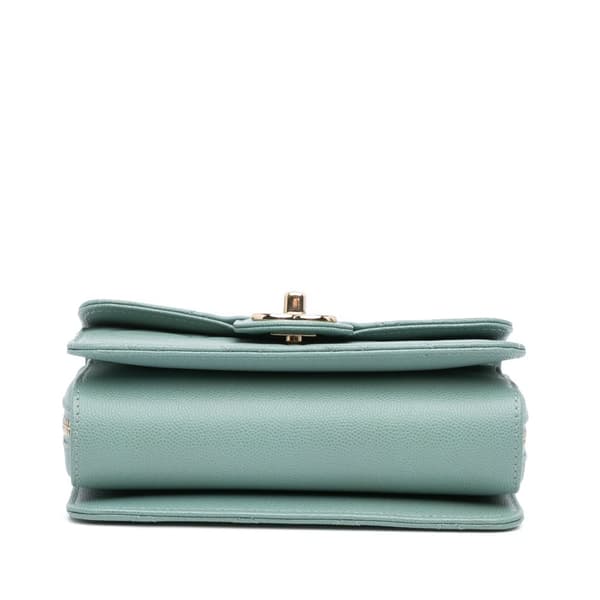 Pre-owned Chanel Mini Caviar Like a Wallet Flap Blue
