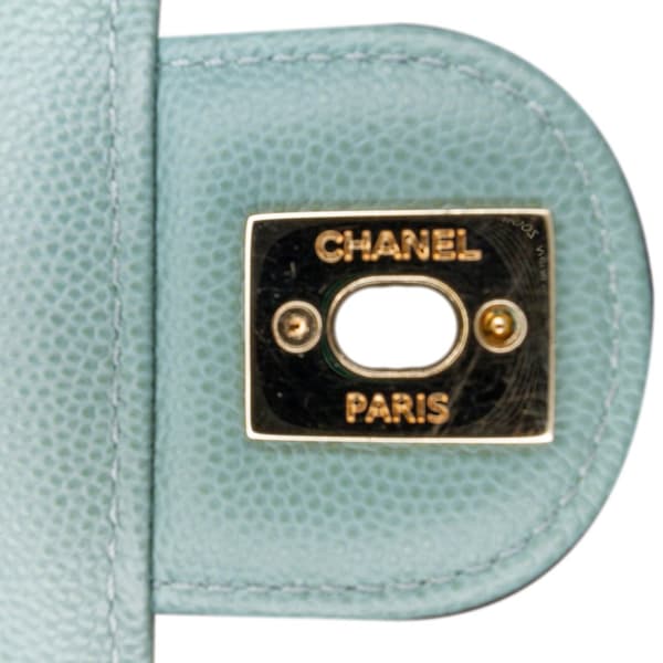 Pre-owned Chanel Mini Caviar Like a Wallet Flap Blue