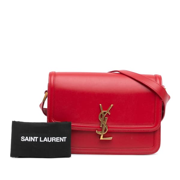 Pre-owned Saint Laurent Medium Calfskin Solferino Satchel In Box Red