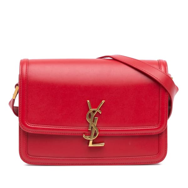 Pre-owned Saint Laurent Medium Calfskin Solferino Satchel In Box Red