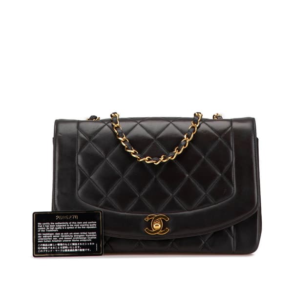 Pre-owned Chanel Medium Lambskin Diana Flap Black