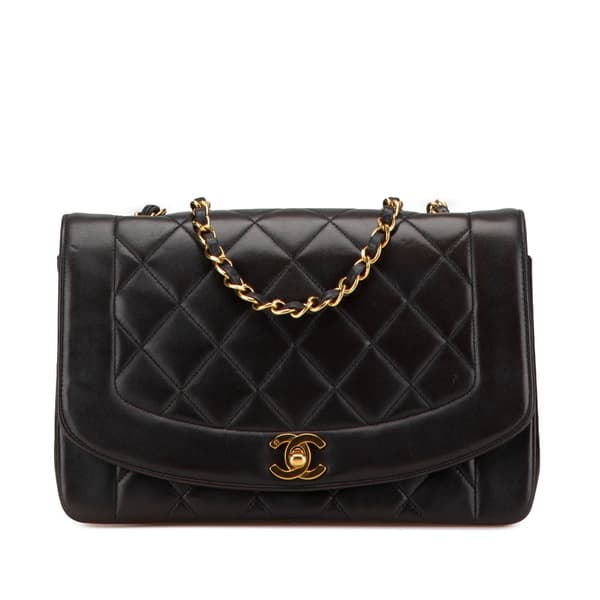 Pre-owned Chanel Medium Lambskin Diana Flap Black