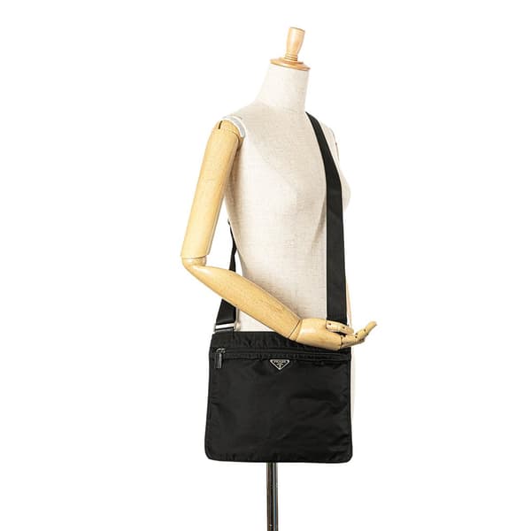 Pre-owned Prada Tessuto Zip Top Crossbody Black