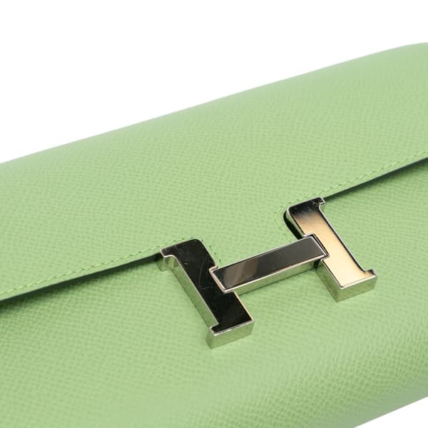 Pre-owned Hermès Epsom Constance Long To Go Wallet Green