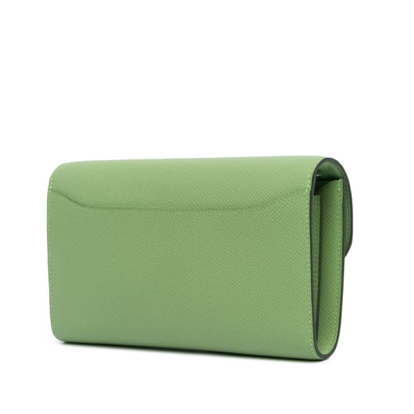 Pre-owned Hermès Epsom Constance Long To Go Wallet Green