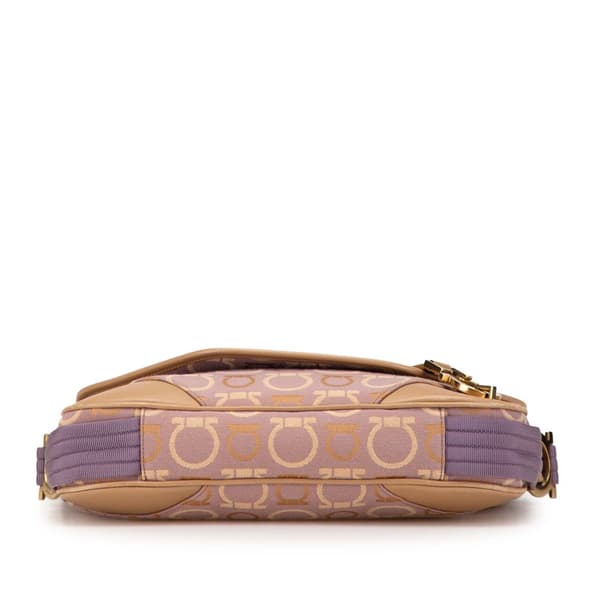 Pre-owned Ferragamo Gancini Canvas Crossbody Purple