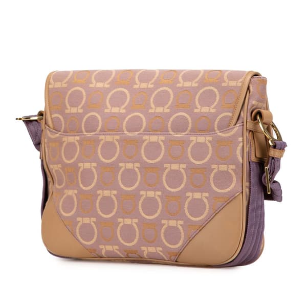 Pre-owned Ferragamo Gancini Canvas Crossbody Purple