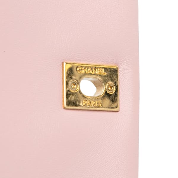 Pre-owned Chanel CC Quilted Lambskin Embellished Chain Flap Pink