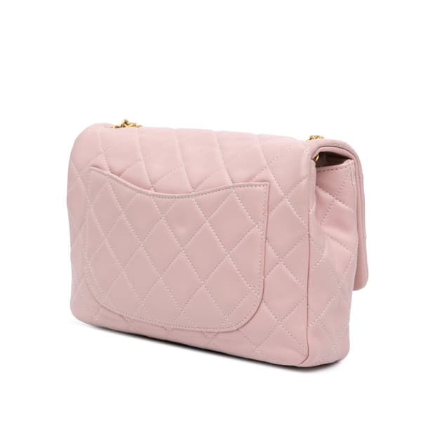 Pre-owned Chanel CC Quilted Lambskin Embellished Chain Flap Pink