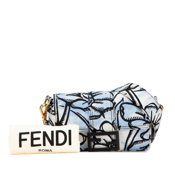 Pre-owned Fendi Joshua Vides Mini Nylon Convertible Baguette Crossbody Blue