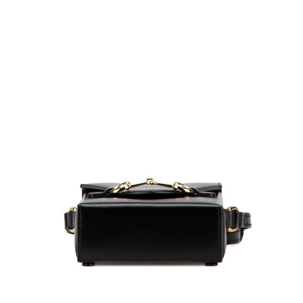 Pre-owned Gucci Mini Leather Horsebit 1955 Crossbody Black