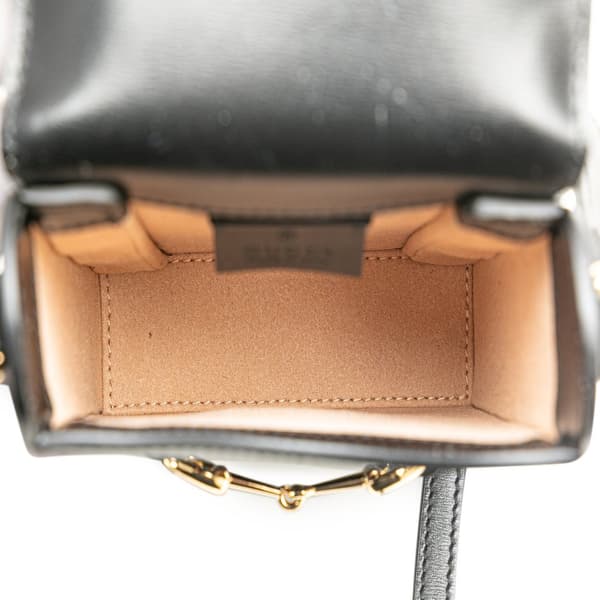 Pre-owned Gucci Mini Leather Horsebit 1955 Crossbody Black