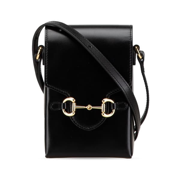 Pre-owned Gucci Mini Leather Horsebit 1955 Crossbody Black
