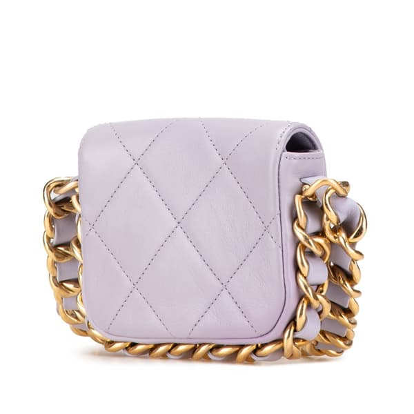 Pre-owned Chanel Mini Quilted Calfskin Framing Chain Flap Purple
