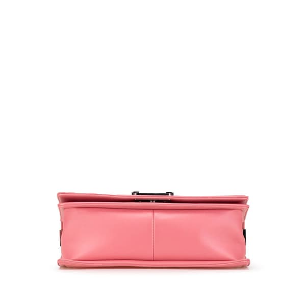 Pre-owned Chanel Old Medium Chevron Lambskin Boy Flap Pink