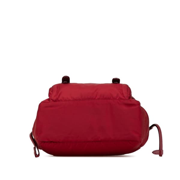 Pre-owned Prada Saffiano Trimmed Tessuto Zip Double Buckle Messenger Bag Red