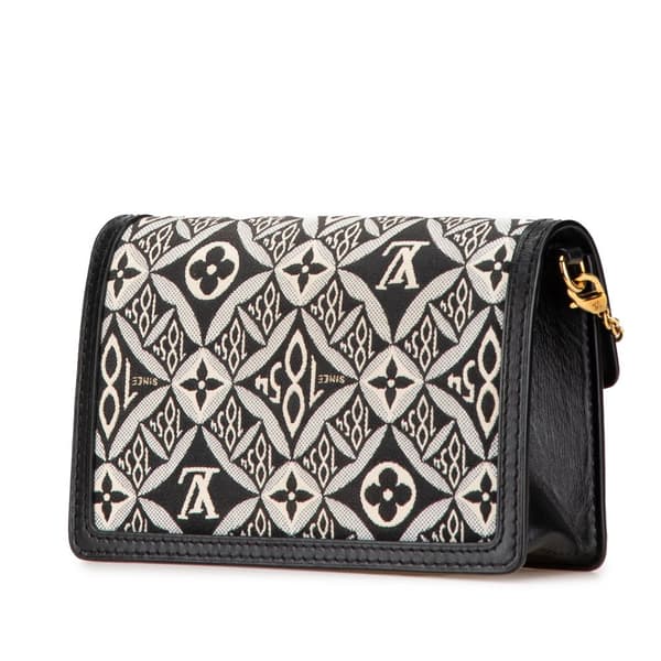 Pre-owned Louis Vuitton Monogram Since 1854 Dauphine Chain Wallet Black