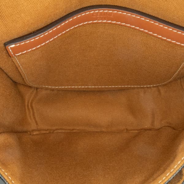 Pre-owned Celine Medium Triomphe Coated Canvas Folco Crossbody Brown