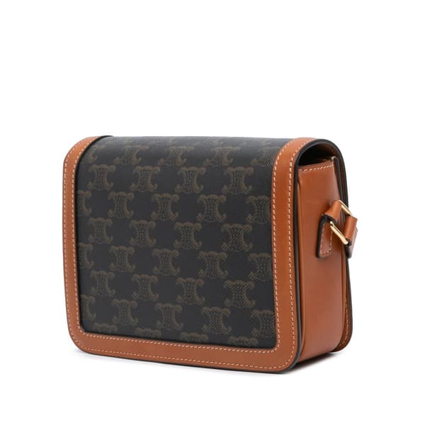 Pre-owned Celine Teen Coated Canvas Triomphe Crossbody Brown