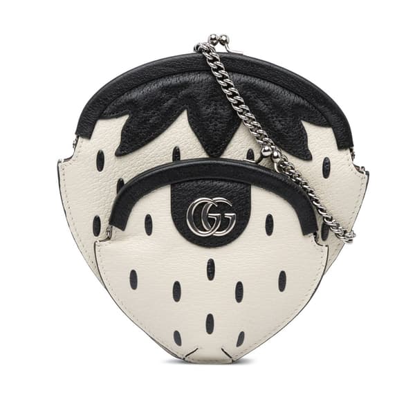 Pre-owned Gucci Leather Fruittini Strawberry Crossbody White