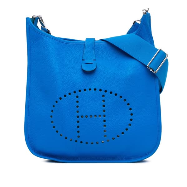 Pre-owned Hermès Clemence Evelyne III 29 Blue