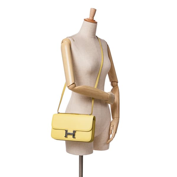 Pre-owned Hermès Epsom Constance Elan 25 Yellow