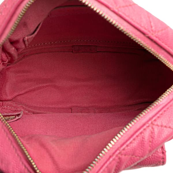 Pre-owned Chanel Quilted Caviar CC Day Camera Bag Pink