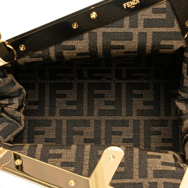 Pre-owned Fendi Small Shiny Nappa Fendi First Crossbody Green