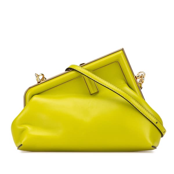 Pre-owned Fendi Small Shiny Nappa Fendi First Crossbody Green
