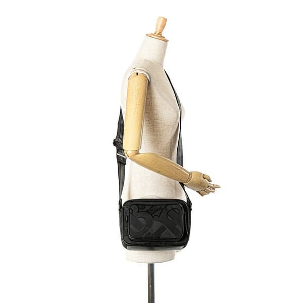 Pre-owned Burberry TB Monogram Canvas Paddy Crossbody Black