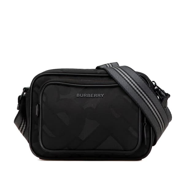 Pre-owned Burberry TB Monogram Canvas Paddy Crossbody Black