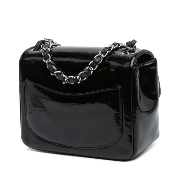 Pre-owned Chanel Mini Square Patent Single Flap Black