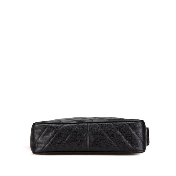 Pre-owned Chanel CC Diagonal Quilted Caviar Crossbody Black