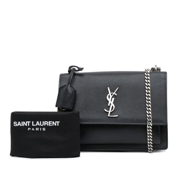 Pre-owned Saint Laurent Medium Leather Monogram Sunset Crossbody Black