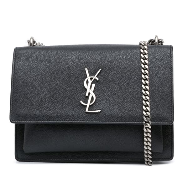 Pre-owned Saint Laurent Medium Leather Monogram Sunset Crossbody Black