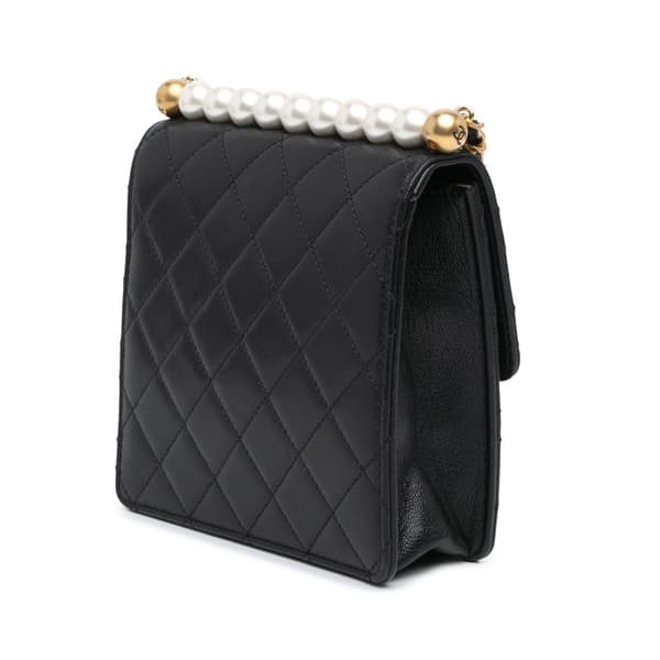 Pre-owned Chanel Small Lambskin Chic Pearls Flap Black