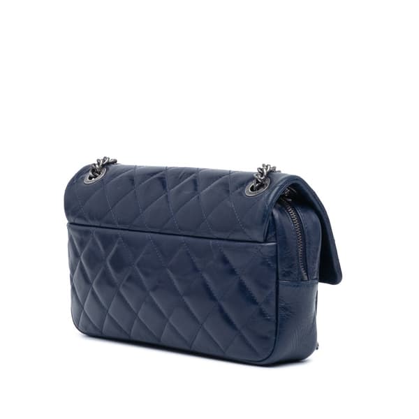 Pre-owned Chanel Medium Aged Calfskin Duo Color Flap Blue